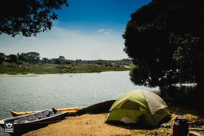 Lakeside camping with boating